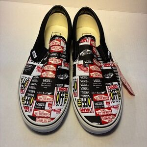 Vans Slip-On Sneakers - Black, Red, and White